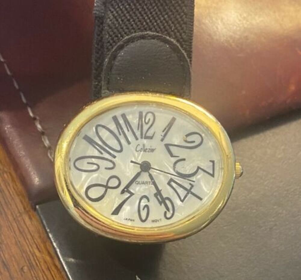 Women's 40mm Gold Tone Collezio Watch, MOP Face, Stretchable Canvas Band